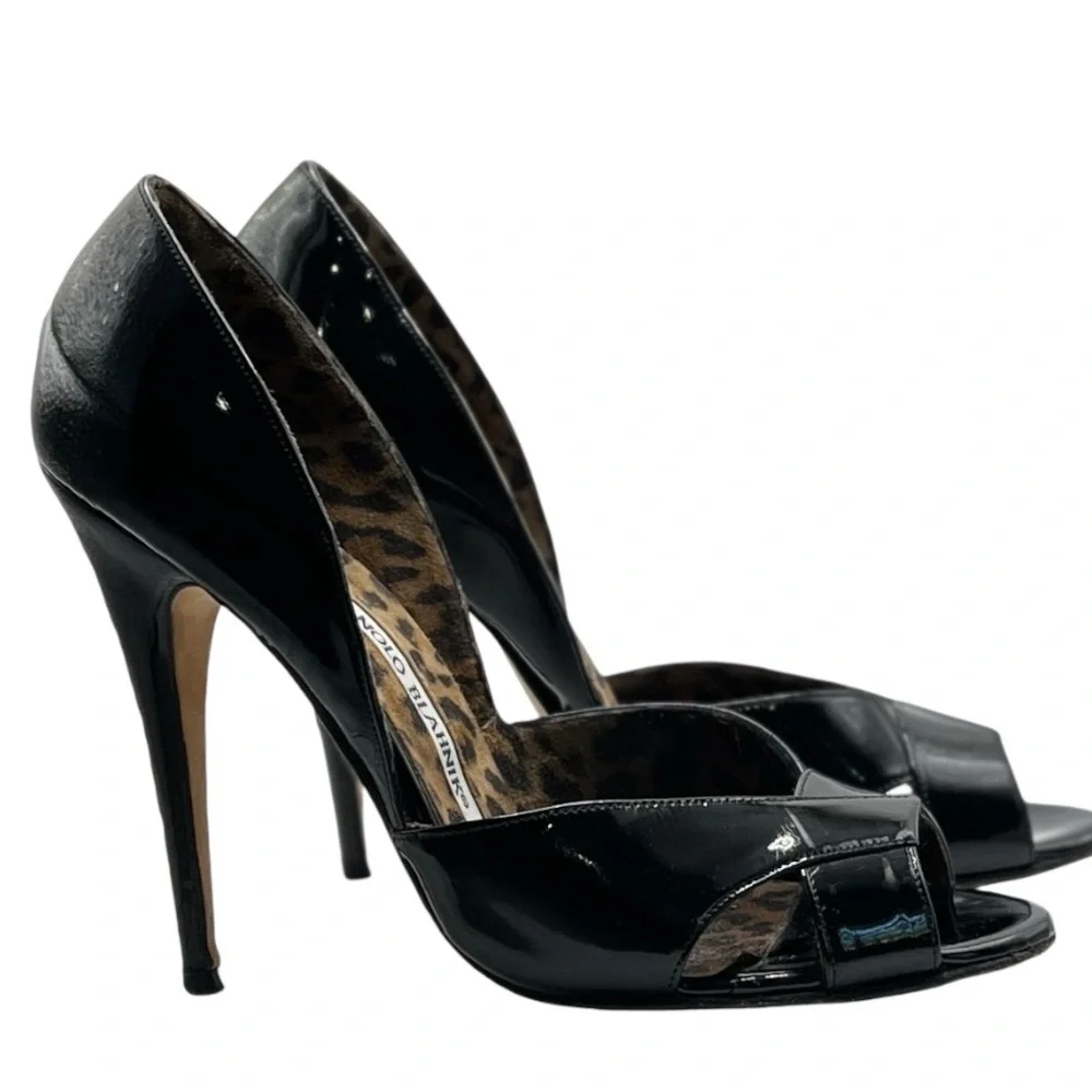 Manolo Blahnik Stiletto Heels Black Patent Leather - Picture 6 of 17